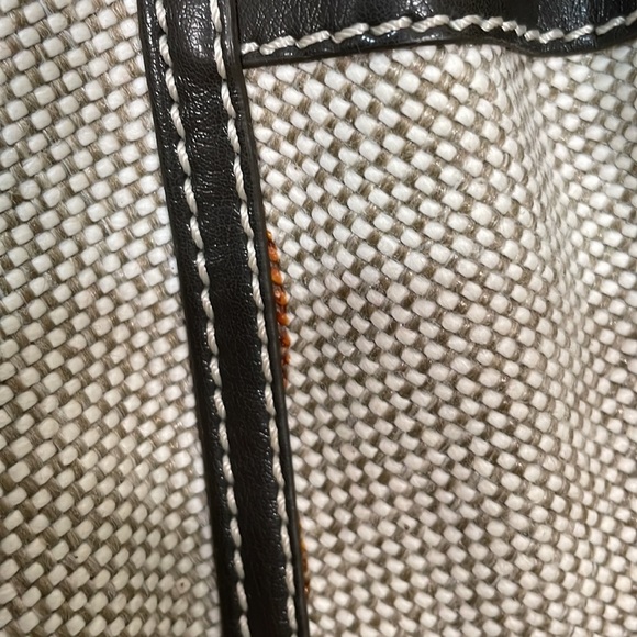 Francesco Biasia Beige Canvas Brown Leather Trim Shoulder Bag Tote Bag - Picture 14 of 14